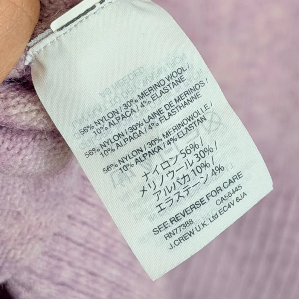 J.Crew Turtleneck Sweater‎ Side Slits Supersoft Yarn Size XL Purple Alpaca Wool